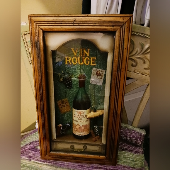 🏕🎋🍷Vin Rouge Shadow Box Wine 🍷🍇🫐🍍Chateau Du Cou Rouge Wall Art.🍾 🍹 - Picture 2 of 5
